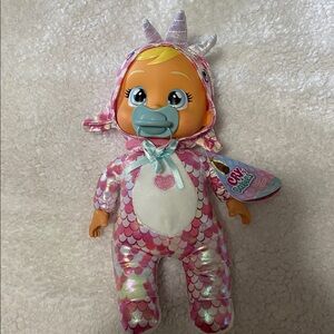 CRYBABIES NWT TINY CUDDLES DINO STELLA DOLL CRIES REAL TEARS , soft cuddly body